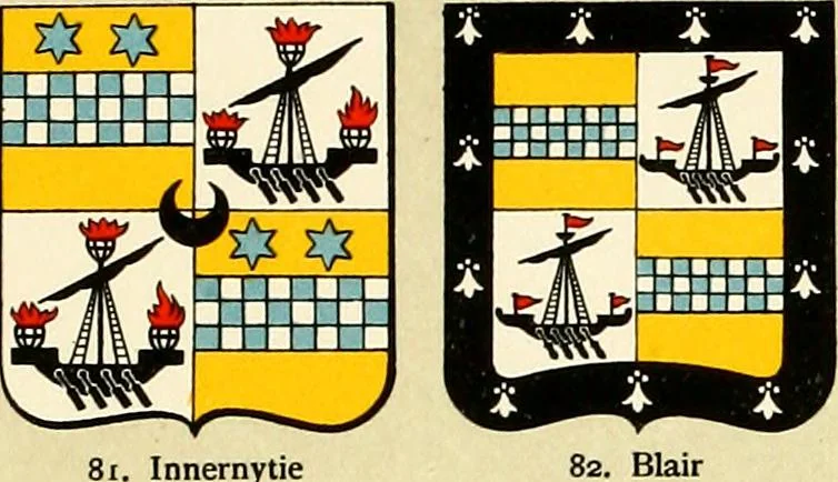 An illustration from The heraldry of the Stewarts : with notes on all the males of the family, descriptions of the arms, plates and pedigrees, 1906, leaf 89