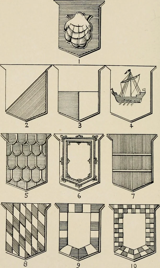 An illustration from Heraldry simplified; a popular treatise on the subject of heraldry, together with a glossary of technical terms, and nearly two hundred drawings, 1899, leaf 59