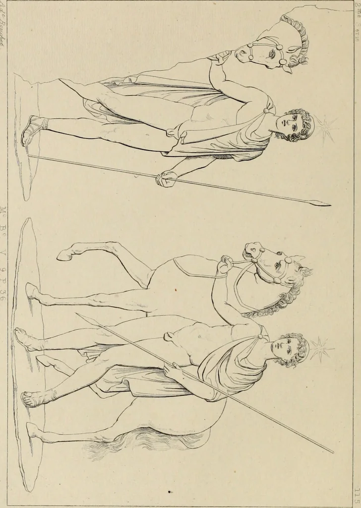 An illustration from Herculanum et Pompéi, recueil général des peintures, bronzes, mosaïques, etc., découverts jusqu'à ce jour, et reproduits d'apreès Le antichita di Ercolano, Il Museo borbonico, et tous les ouvrages analogues, 1870, leaf 101