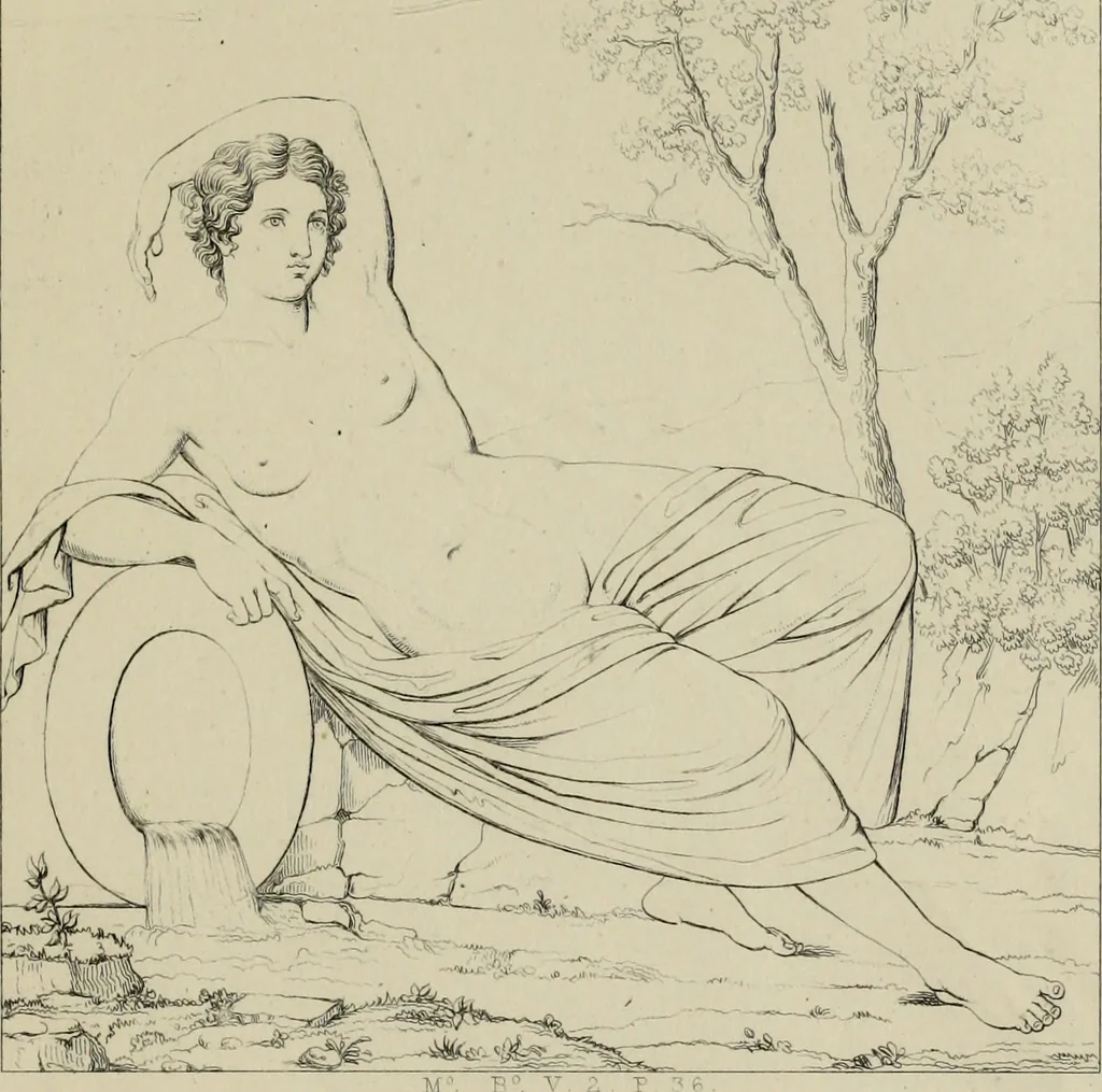 An illustration from Herculanum et Pompéi, recueil général des peintures, bronzes, mosaïques, etc., découverts jusqu'à ce jour, et reproduits d'apreès Le antichita di Ercolano, Il Museo borbonico, et tous les ouvrages analogues, 1870, leaf 110