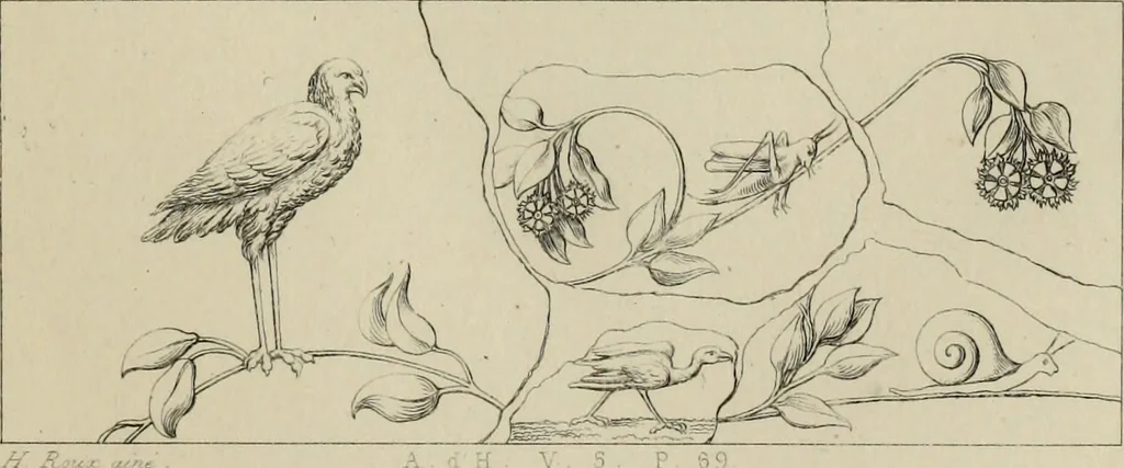 An illustration from Herculanum et Pompéi, recueil général des peintures, bronzes, mosaïques, etc., découverts jusqu'à ce jour, et reproduits d'apreès Le antichita di Ercolano, Il Museo borbonico, et tous les ouvrages analogues, 1870, leaf 110