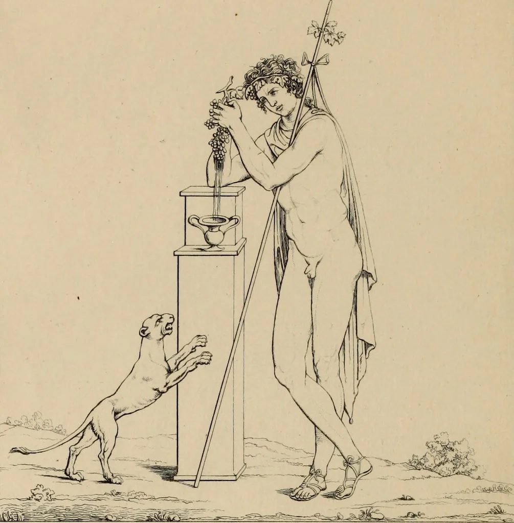 An illustration from Herculanum et Pompéi, recueil général des peintures, bronzes, mosaïques, etc., découverts jusqu'à ce jour, et reproduits d'apreès Le antichita di Ercolano, Il Museo borbonico, et tous les ouvrages analogues, 1870, leaf 113