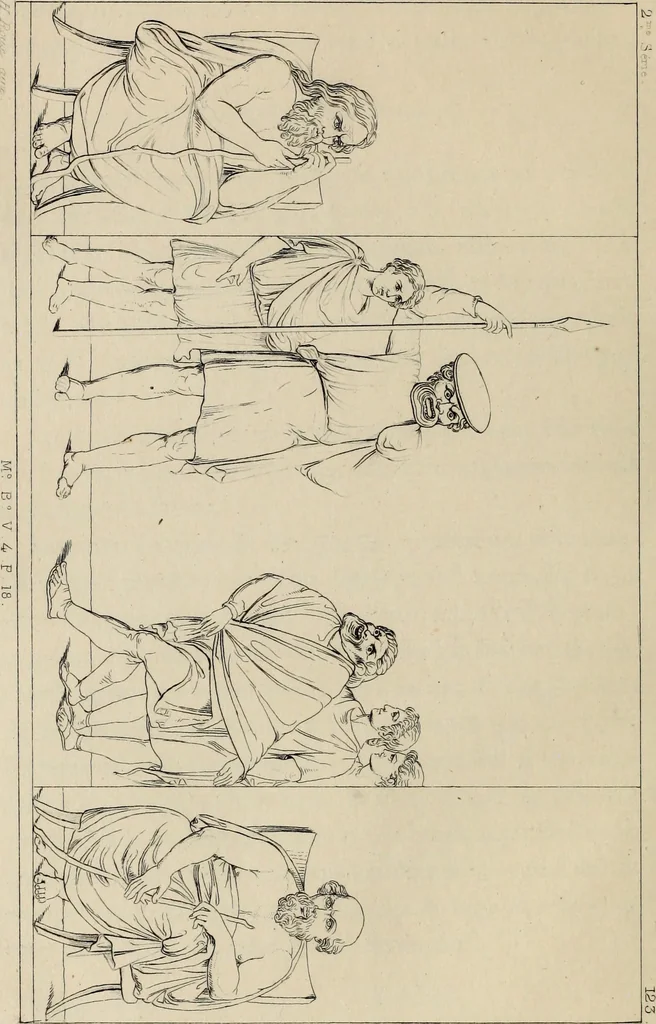 An illustration from Herculanum et Pompéi, recueil général des peintures, bronzes, mosaïques, etc., découverts jusqu'à ce jour, et reproduits d'apreès Le antichita di Ercolano, Il Museo borbonico, et tous les ouvrages analogues, 1870, leaf 131
