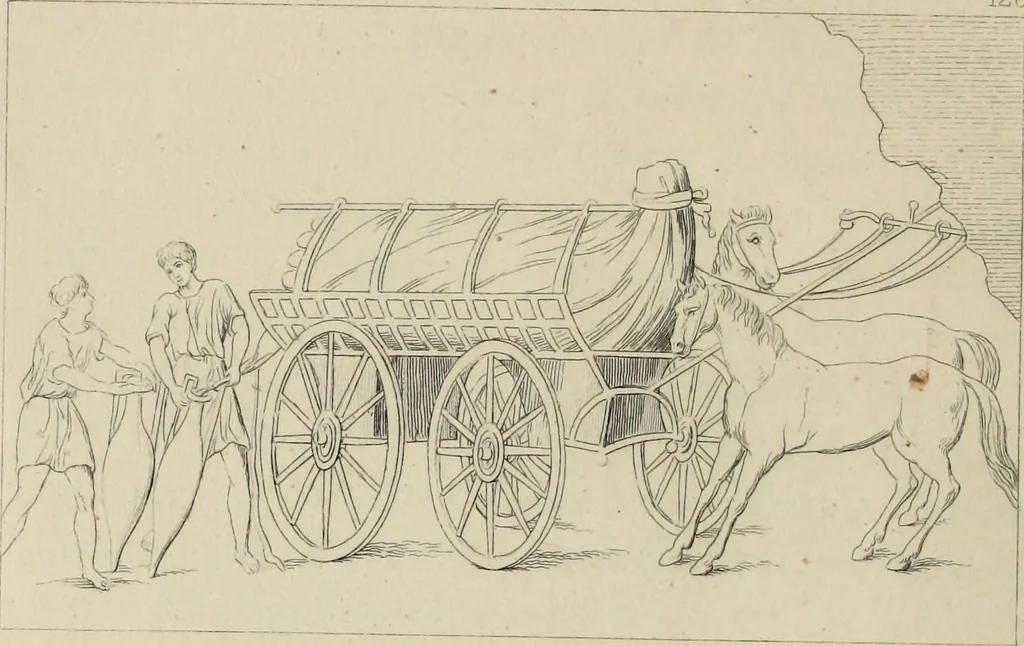 An illustration from Herculanum et Pompéi, recueil général des peintures, bronzes, mosaïques, etc., découverts jusqu'à ce jour, et reproduits d'apreès Le antichita di Ercolano, Il Museo borbonico, et tous les ouvrages analogues, 1870, leaf 143