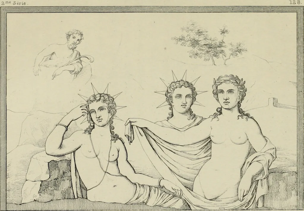An illustration from Herculanum et Pompéi, recueil général des peintures, bronzes, mosaïques, etc., découverts jusqu'à ce jour, et reproduits d'apreès Le antichita di Ercolano, Il Museo borbonico, et tous les ouvrages analogues, 1870, leaf 152
