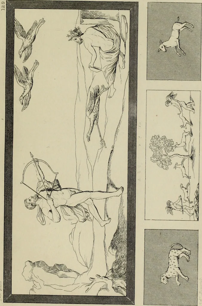 An illustration from Herculanum et Pompéi, recueil général des peintures, bronzes, mosaïques, etc., découverts jusqu'à ce jour, et reproduits d'apreès Le antichita di Ercolano, Il Museo borbonico, et tous les ouvrages analogues, 1870, leaf 156