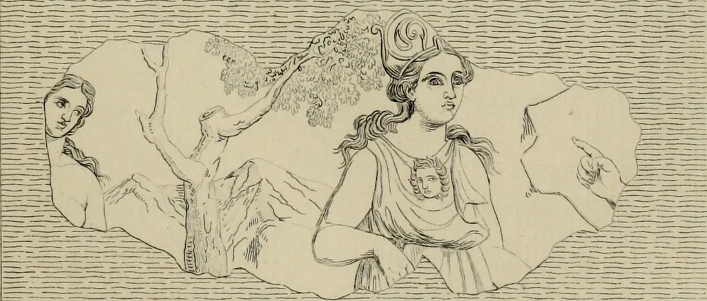 An illustration from Herculanum et Pompéi, recueil général des peintures, bronzes, mosaïques, etc., découverts jusqu'à ce jour, et reproduits d'apreès Le antichita di Ercolano, Il Museo borbonico, et tous les ouvrages analogues, 1870, leaf 160
