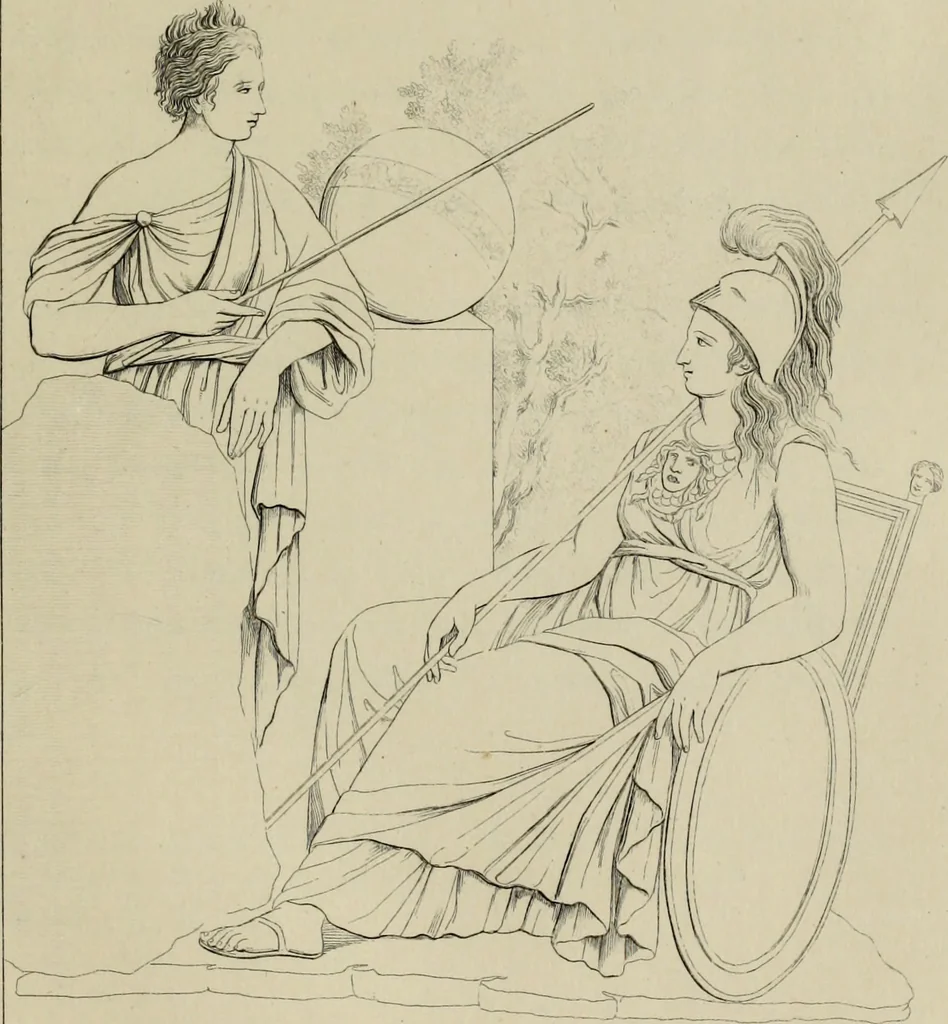 An illustration from Herculanum et Pompéi, recueil général des peintures, bronzes, mosaïques, etc., découverts jusqu'à ce jour, et reproduits d'apreès Le antichita di Ercolano, Il Museo borbonico, et tous les ouvrages analogues, 1870, leaf 164