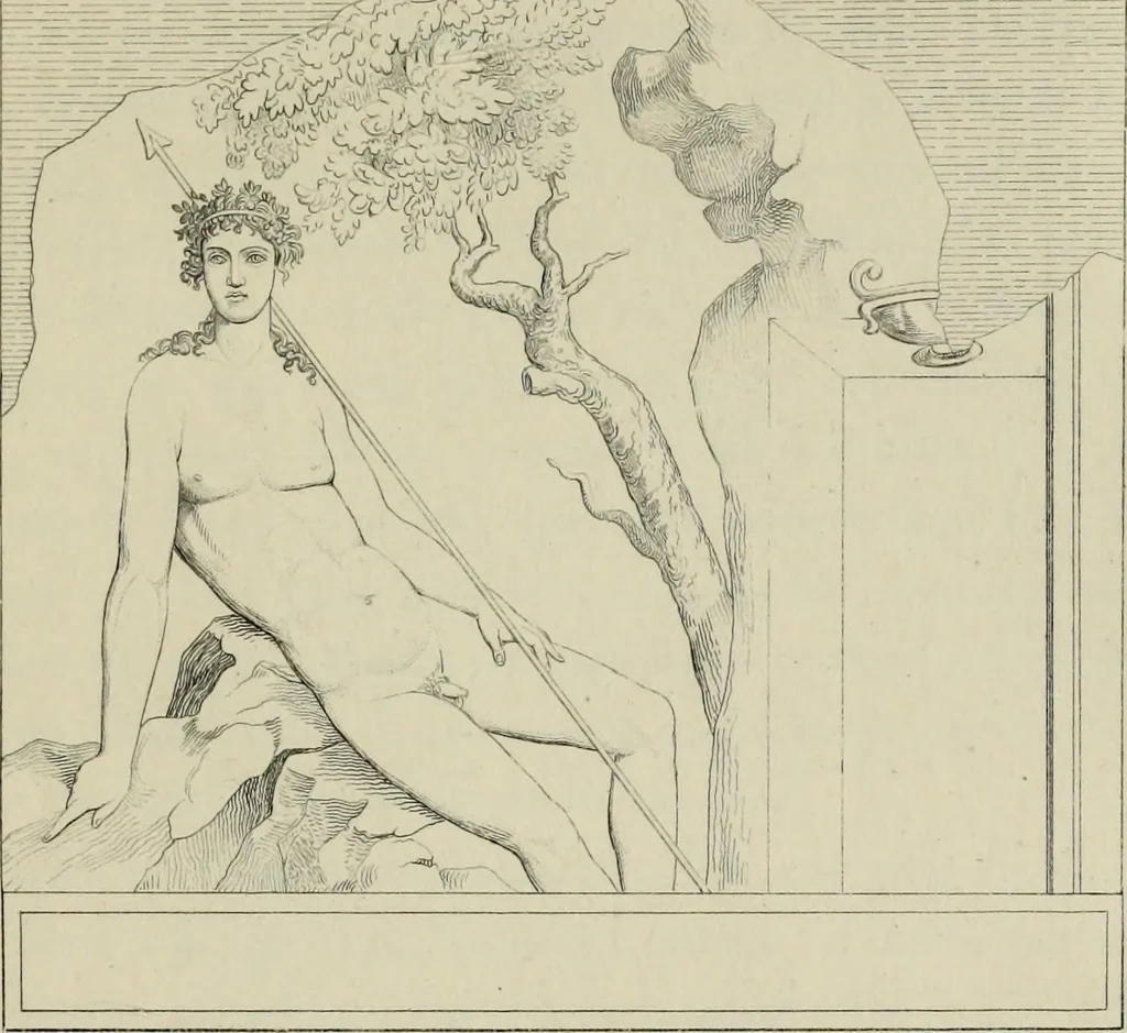 An illustration from Herculanum et Pompéi, recueil général des peintures, bronzes, mosaïques, etc., découverts jusqu'à ce jour, et reproduits d'apreès Le antichita di Ercolano, Il Museo borbonico, et tous les ouvrages analogues, 1870, leaf 186