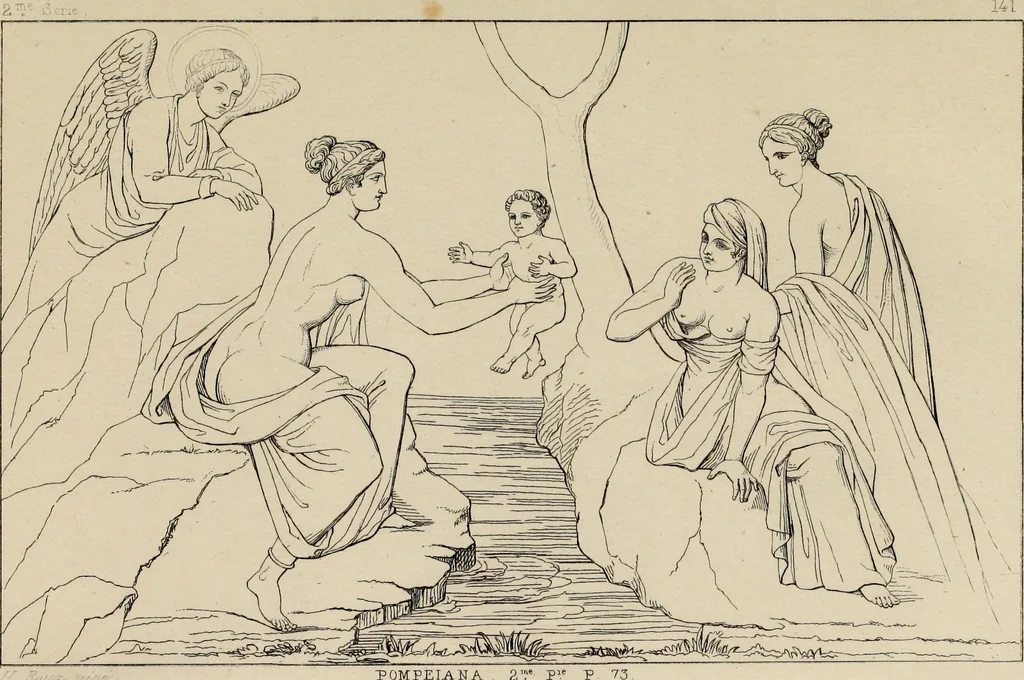 An illustration from Herculanum et Pompéi, recueil général des peintures, bronzes, mosaïques, etc., découverts jusqu'à ce jour, et reproduits d'apreès Le antichita di Ercolano, Il Museo borbonico, et tous les ouvrages analogues, 1870, leaf 199
