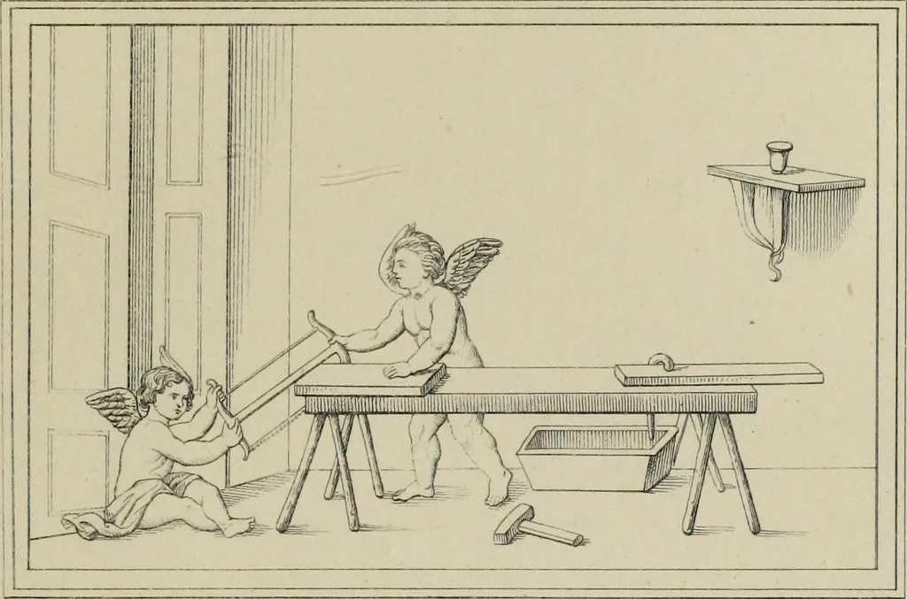 An illustration from Herculanum et Pompéi, recueil général des peintures, bronzes, mosaïques, etc., découverts jusqu'à ce jour, et reproduits d'apreès Le antichita di Ercolano, Il Museo borbonico, et tous les ouvrages analogues, 1870, leaf 216