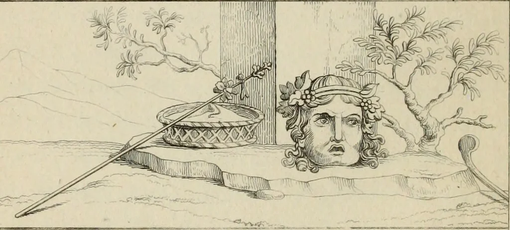 An illustration from Herculanum et Pompéi, recueil général des peintures, bronzes, mosaïques, etc., découverts jusqu'à ce jour, et reproduits d'apreès Le antichita di Ercolano, Il Museo borbonico, et tous les ouvrages analogues, 1870, leaf 239