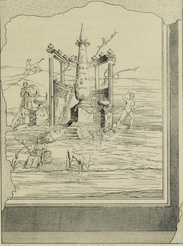 An illustration from Herculanum et Pompéi, recueil général des peintures, bronzes, mosaïques, etc., découverts jusqu'à ce jour, et reproduits d'apreès Le antichita di Ercolano, Il Museo borbonico, et tous les ouvrages analogues, 1870, leaf 258