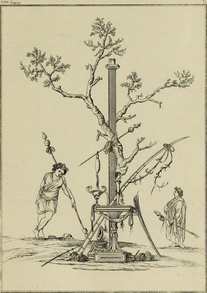An illustration from Herculanum et Pompéi, recueil général des peintures, bronzes, mosaïques, etc., découverts jusqu'à ce jour, et reproduits d'apreès Le antichita di Ercolano, Il Museo borbonico, et tous les ouvrages analogues, 1870, leaf 276