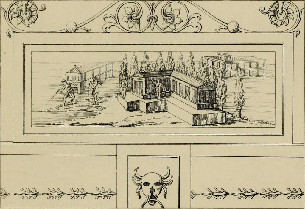 An illustration from Herculanum et Pompéi, recueil général des peintures, bronzes, mosaïques, etc., découverts jusqu'à ce jour, et reproduits d'apreès Le antichita di Ercolano, Il Museo borbonico, et tous les ouvrages analogues, 1870, leaf 280
