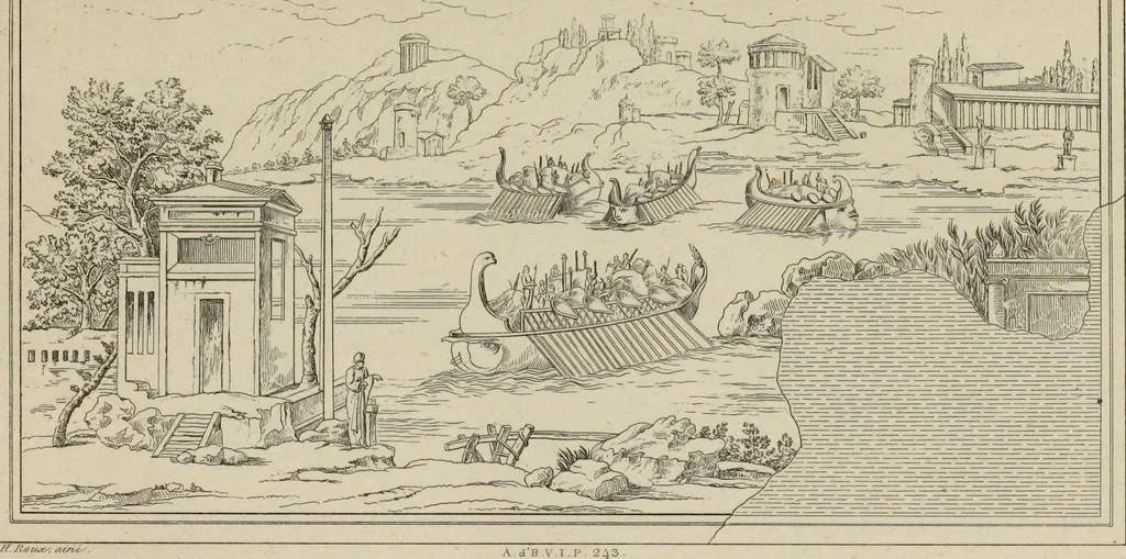 An illustration from Herculanum et Pompéi, recueil général des peintures, bronzes, mosaïques, etc., découverts jusqu'à ce jour, et reproduits d'apreès Le antichita di Ercolano, Il Museo borbonico, et tous les ouvrages analogues, 1870, leaf 289