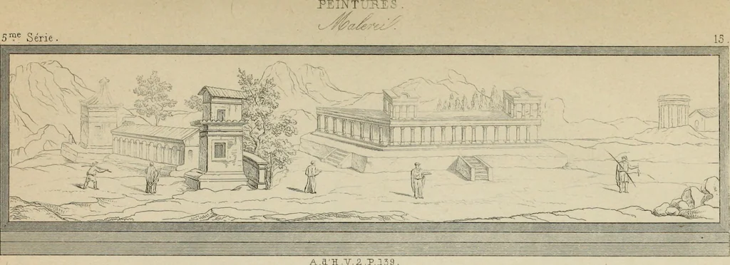 An illustration from Herculanum et Pompéi, recueil général des peintures, bronzes, mosaïques, etc., découverts jusqu'à ce jour, et reproduits d'apreès Le antichita di Ercolano, Il Museo borbonico, et tous les ouvrages analogues, 1870, leaf 293