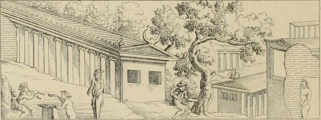An illustration from Herculanum et Pompéi, recueil général des peintures, bronzes, mosaïques, etc., découverts jusqu'à ce jour, et reproduits d'apreès Le antichita di Ercolano, Il Museo borbonico, et tous les ouvrages analogues, 1870, leaf 295