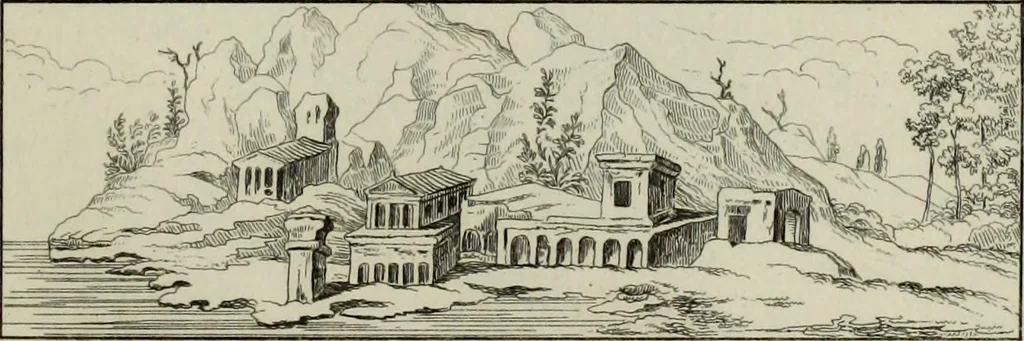 An illustration from Herculanum et Pompéi, recueil général des peintures, bronzes, mosaïques, etc., découverts jusqu'à ce jour, et reproduits d'apreès Le antichita di Ercolano, Il Museo borbonico, et tous les ouvrages analogues, 1870, leaf 304