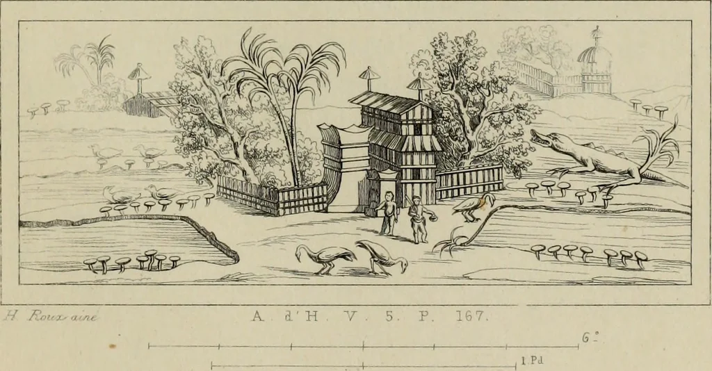 An illustration from Herculanum et Pompéi, recueil général des peintures, bronzes, mosaïques, etc., découverts jusqu'à ce jour, et reproduits d'apreès Le antichita di Ercolano, Il Museo borbonico, et tous les ouvrages analogues, 1870, leaf 306
