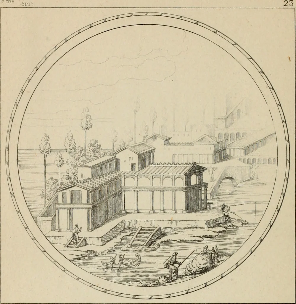An illustration from Herculanum et Pompéi, recueil général des peintures, bronzes, mosaïques, etc., découverts jusqu'à ce jour, et reproduits d'apreès Le antichita di Ercolano, Il Museo borbonico, et tous les ouvrages analogues, 1870, leaf 315