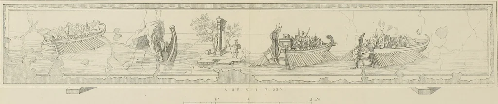 An illustration from Herculanum et Pompéi, recueil général des peintures, bronzes, mosaïques, etc., découverts jusqu'à ce jour, et reproduits d'apreès Le antichita di Ercolano, Il Museo borbonico, et tous les ouvrages analogues, 1870, leaf 318