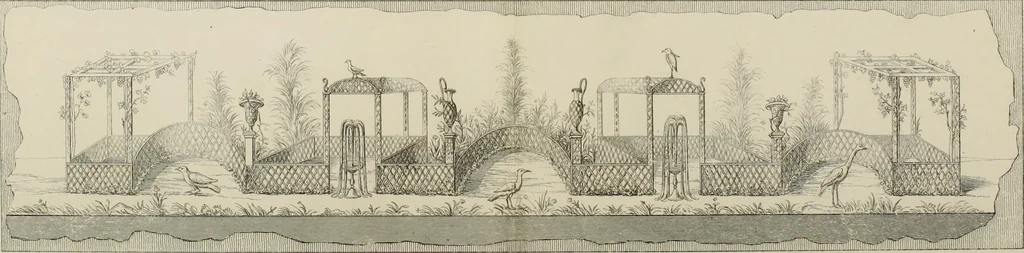 An illustration from Herculanum et Pompéi, recueil général des peintures, bronzes, mosaïques, etc., découverts jusqu'à ce jour, et reproduits d'apreès Le antichita di Ercolano, Il Museo borbonico, et tous les ouvrages analogues, 1870, leaf 318