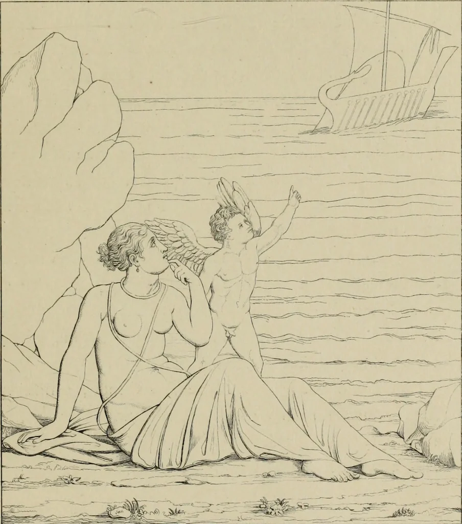 An illustration from Herculanum et Pompéi, recueil général des peintures, bronzes, mosaïques, etc., découverts jusqu'à ce jour, et reproduits d'apreès Le antichita di Ercolano, Il Museo borbonico, et tous les ouvrages analogues, 1870, leaf 68