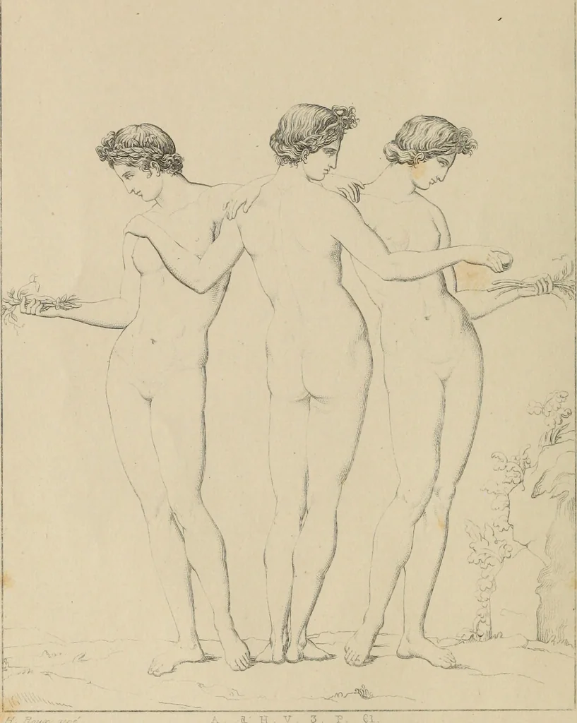 An illustration from Herculanum et Pompéi, recueil général des peintures, bronzes, mosaïques, etc., découverts jusqu'à ce jour, et reproduits d'apreès Le antichita di Ercolano, Il Museo borbonico, et tous les ouvrages analogues, 1870, leaf 9