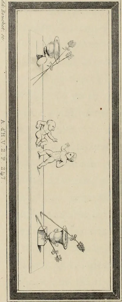 An illustration from Herculanum et Pompéi, recueil général des peintures, bronzes, mosaïques, etc., découverts jusqu'à ce jour, et reproduits d'apreès Le antichita di Ercolano, Il Museo borbonico, et tous les ouvrages analogues, 1870, leaf 115