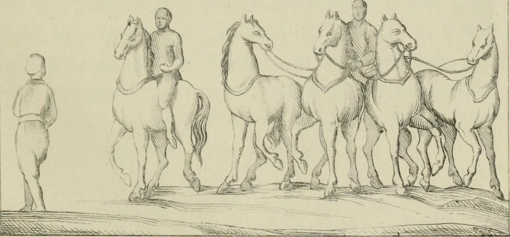 An illustration from Herculanum et Pompéi, recueil général des peintures, bronzes, mosaïques, etc., découverts jusqu'à ce jour, et reproduits d'apreès Le antichita di Ercolano, Il Museo borbonico, et tous les ouvrages analogues, 1870, leaf 138
