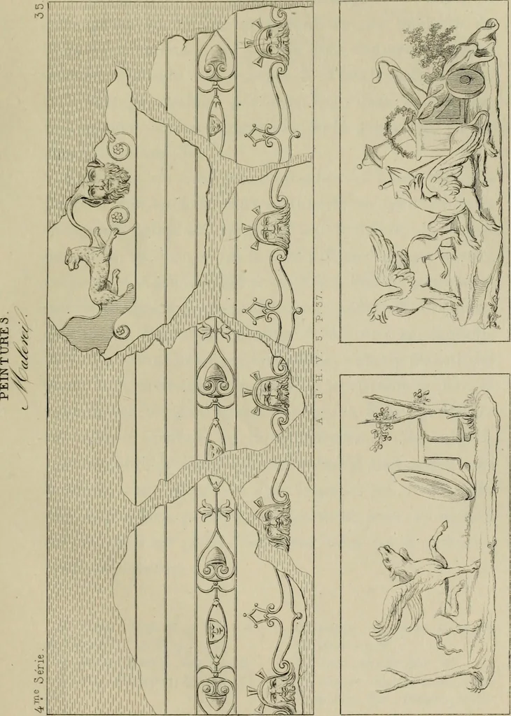 An illustration from Herculanum et Pompéi, recueil général des peintures, bronzes, mosaïques, etc., découverts jusqu'à ce jour, et reproduits d'apreès Le antichita di Ercolano, Il Museo borbonico, et tous les ouvrages analogues, 1870, leaf 146