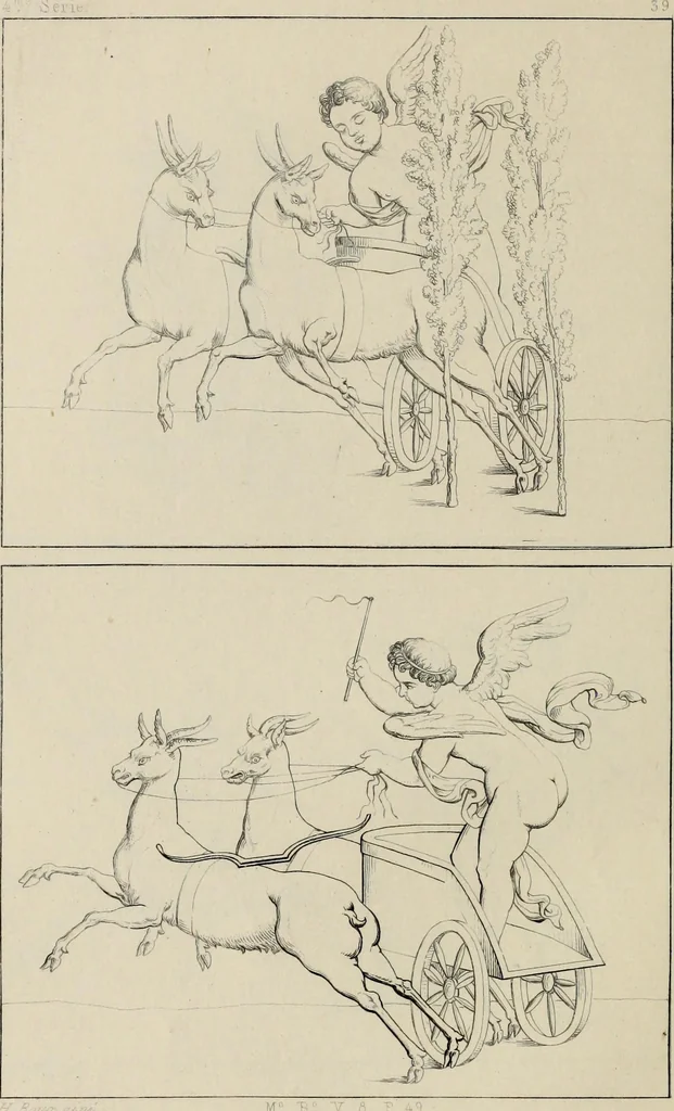 An illustration from Herculanum et Pompéi, recueil général des peintures, bronzes, mosaïques, etc., découverts jusqu'à ce jour, et reproduits d'apreès Le antichita di Ercolano, Il Museo borbonico, et tous les ouvrages analogues, 1870, leaf 159