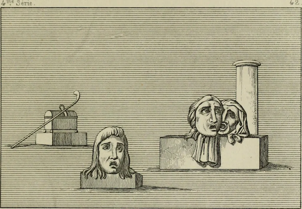 An illustration from Herculanum et Pompéi, recueil général des peintures, bronzes, mosaïques, etc., découverts jusqu'à ce jour, et reproduits d'apreès Le antichita di Ercolano, Il Museo borbonico, et tous les ouvrages analogues, 1870, leaf 172