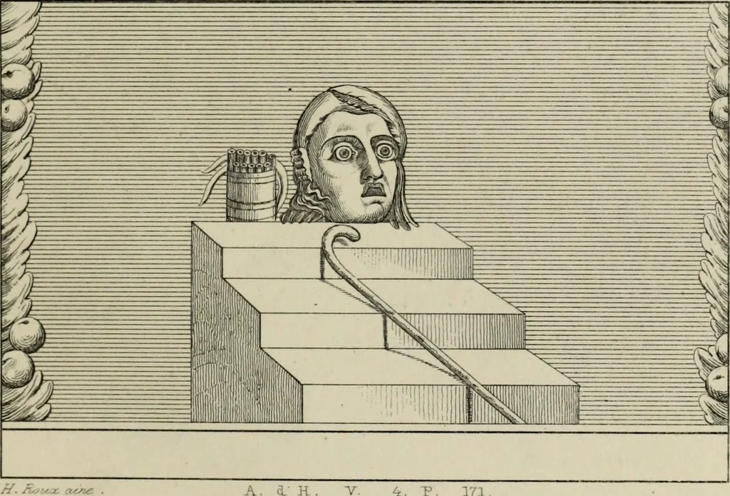 An illustration from Herculanum et Pompéi, recueil général des peintures, bronzes, mosaïques, etc., découverts jusqu'à ce jour, et reproduits d'apreès Le antichita di Ercolano, Il Museo borbonico, et tous les ouvrages analogues, 1870, leaf 172