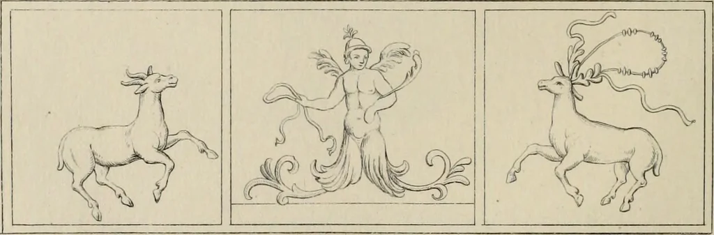 An illustration from Herculanum et Pompéi, recueil général des peintures, bronzes, mosaïques, etc., découverts jusqu'à ce jour, et reproduits d'apreès Le antichita di Ercolano, Il Museo borbonico, et tous les ouvrages analogues, 1870, leaf 181