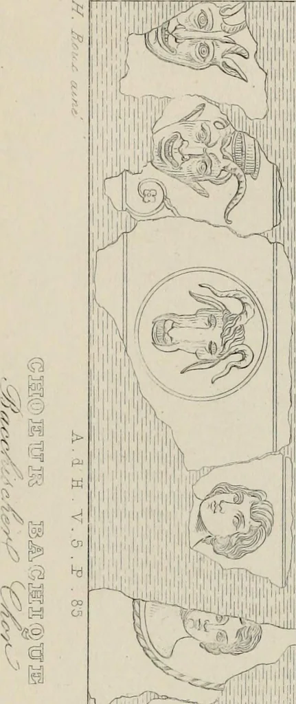 An illustration from Herculanum et Pompéi, recueil général des peintures, bronzes, mosaïques, etc., découverts jusqu'à ce jour, et reproduits d'apreès Le antichita di Ercolano, Il Museo borbonico, et tous les ouvrages analogues, 1870, leaf 19