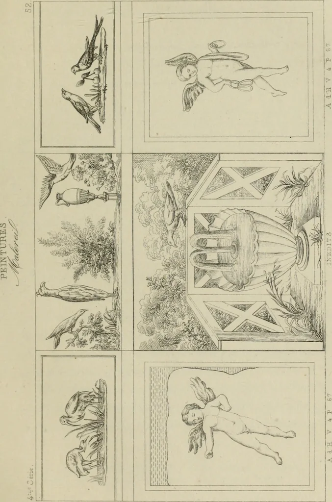 An illustration from Herculanum et Pompéi, recueil général des peintures, bronzes, mosaïques, etc., découverts jusqu'à ce jour, et reproduits d'apreès Le antichita di Ercolano, Il Museo borbonico, et tous les ouvrages analogues, 1870, leaf 208