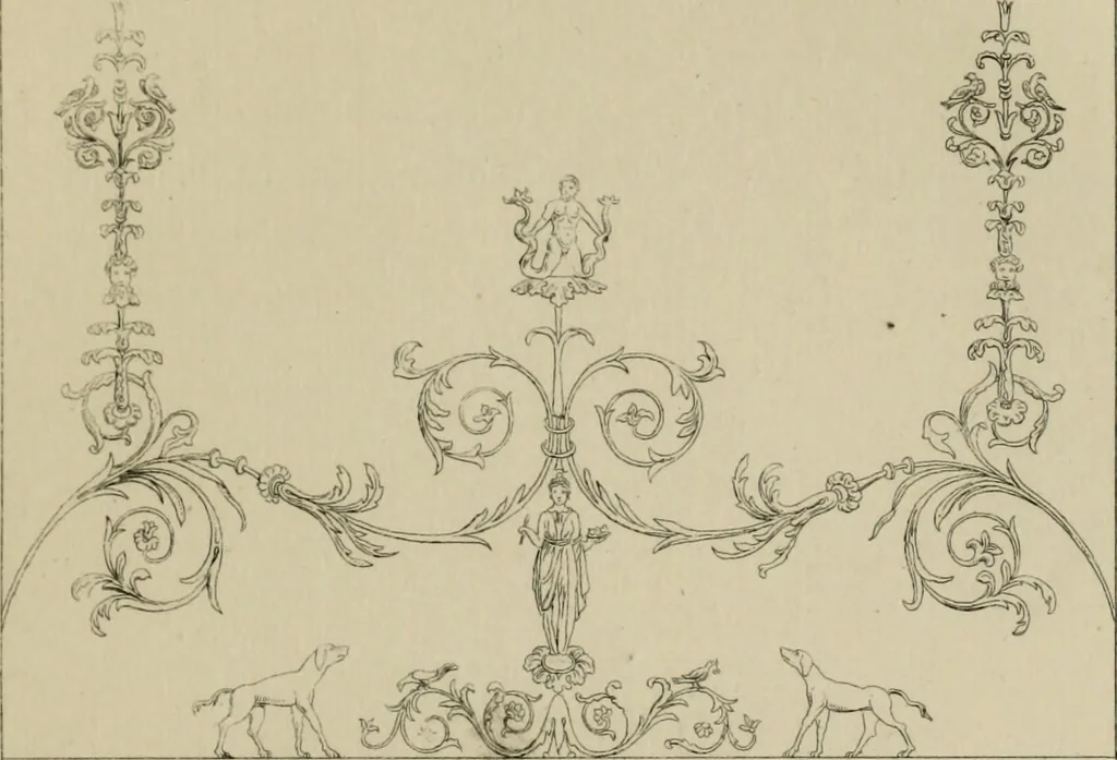 An illustration from Herculanum et Pompéi, recueil général des peintures, bronzes, mosaïques, etc., découverts jusqu'à ce jour, et reproduits d'apreès Le antichita di Ercolano, Il Museo borbonico, et tous les ouvrages analogues, 1870, leaf 216