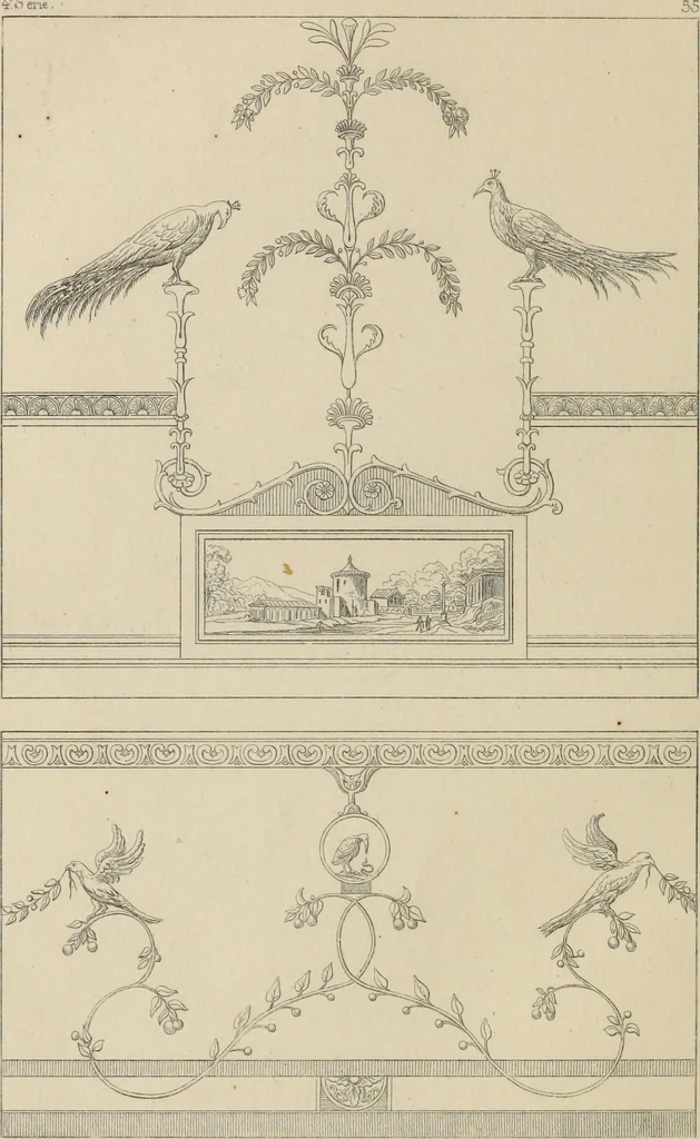 An illustration from Herculanum et Pompéi, recueil général des peintures, bronzes, mosaïques, etc., découverts jusqu'à ce jour, et reproduits d'apreès Le antichita di Ercolano, Il Museo borbonico, et tous les ouvrages analogues, 1870, leaf 219