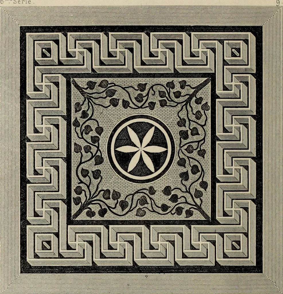 An illustration from Herculanum et Pompéi, recueil général des peintures, bronzes, mosaïques, etc., découverts jusqu'à ce jour, et reproduits d'apreès Le antichita di Ercolano, Il Museo borbonico, et tous les ouvrages analogues, 1870, leaf 269
