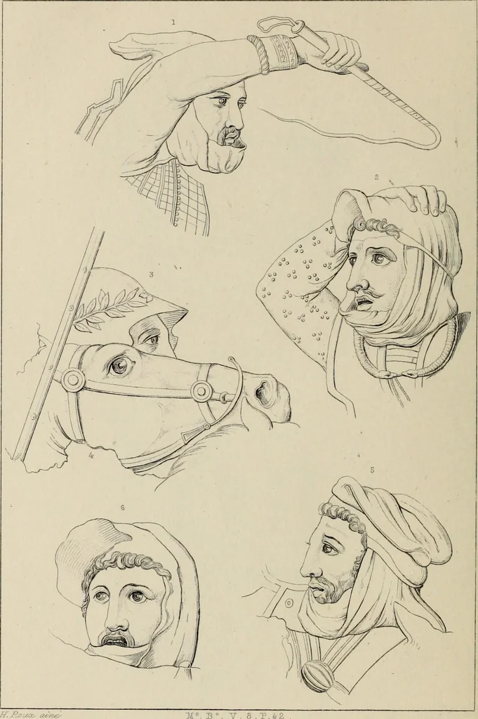 An illustration from Herculanum et Pompéi, recueil général des peintures, bronzes, mosaïques, etc., découverts jusqu'à ce jour, et reproduits d'apreès Le antichita di Ercolano, Il Museo borbonico, et tous les ouvrages analogues, 1870, leaf 327