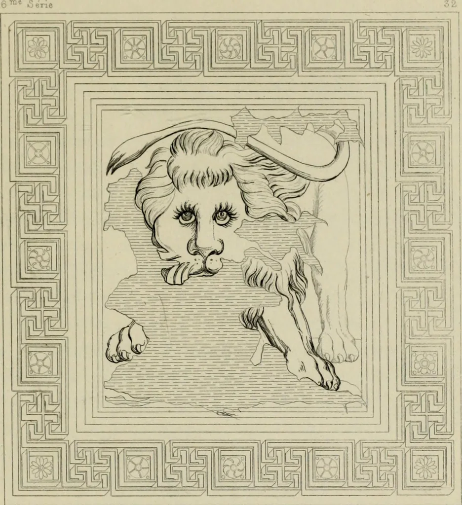 An illustration from Herculanum et Pompéi, recueil général des peintures, bronzes, mosaïques, etc., découverts jusqu'à ce jour, et reproduits d'apreès Le antichita di Ercolano, Il Museo borbonico, et tous les ouvrages analogues, 1870, leaf 346