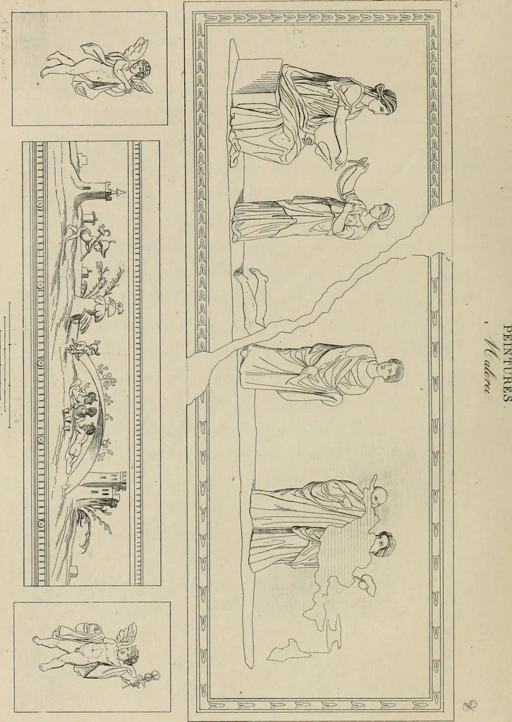 An illustration from Herculanum et Pompéi, recueil général des peintures, bronzes, mosaïques, etc., découverts jusqu'à ce jour, et reproduits d'apreès Le antichita di Ercolano, Il Museo borbonico, et tous les ouvrages analogues, 1870, leaf 47