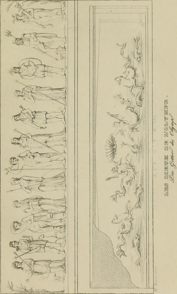 An illustration from Herculanum et Pompéi, recueil général des peintures, bronzes, mosaïques, etc., découverts jusqu'à ce jour, et reproduits d'apreès Le antichita di Ercolano, Il Museo borbonico, et tous les ouvrages analogues, 1870, leaf 60
