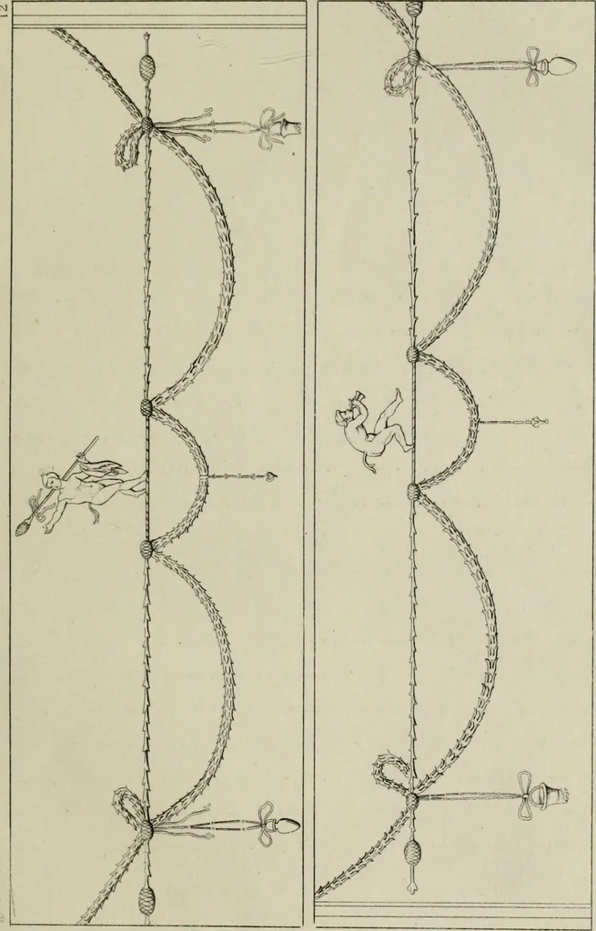 An illustration from Herculanum et Pompéi, recueil général des peintures, bronzes, mosaïques, etc., découverts jusqu'à ce jour, et reproduits d'apreès Le antichita di Ercolano, Il Museo borbonico, et tous les ouvrages analogues, 1870, leaf 64