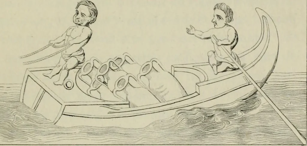 An illustration from Herculanum et Pompéi, recueil général des peintures, bronzes, mosaïques, etc., découverts jusqu'à ce jour, et reproduits d'apreès Le antichita di Ercolano, Il Museo borbonico, et tous les ouvrages analogues, 1870, leaf 96