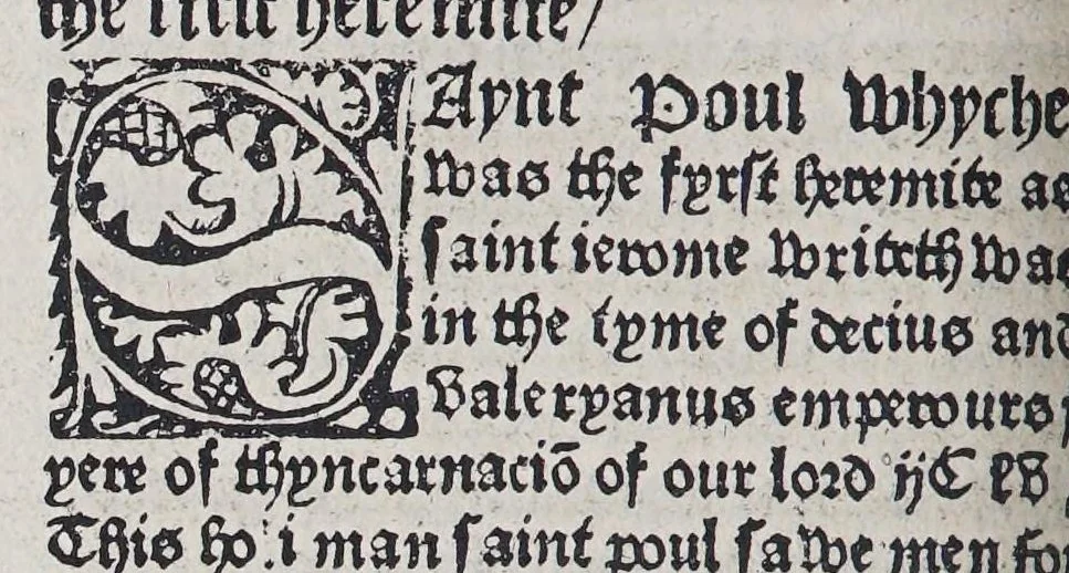 An illustration from Here begynneth the legende named in Latyn Legenda aurea, : that is to say in Englysshe the Golden legende : for lyke as passeth golde in valewe al other metallys, soo thys legende excedeth all other bokes, leaf 156