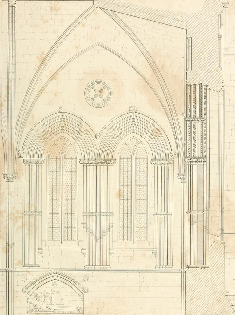 An illustration from The history and antiquities of the cathedral church of Hereford : illustrated by a series of engravings of views, elevations, and plans of that edifice, with biographical anecdotes of eminent persons connected with the establishment, 1831, leaf 20