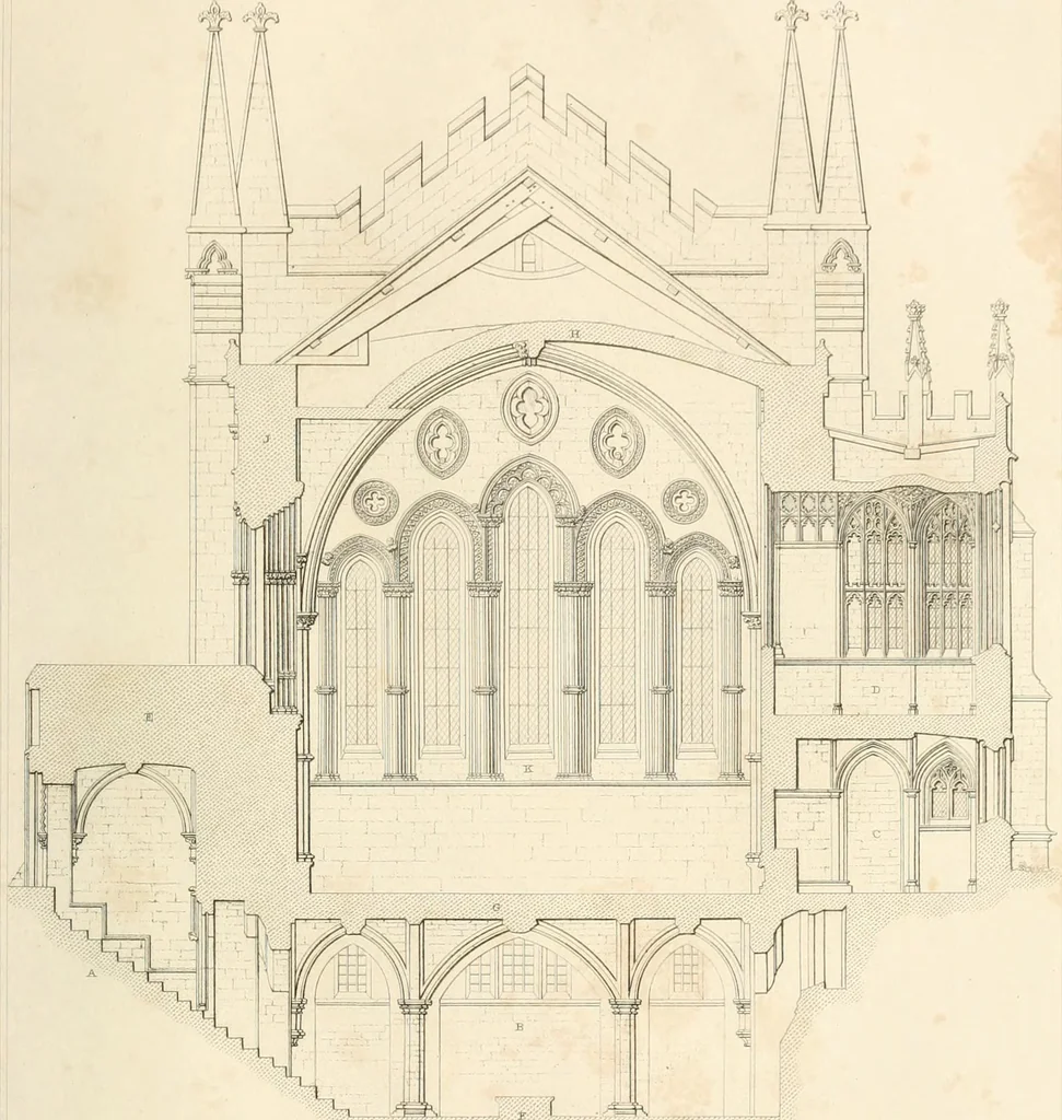 An illustration from The history and antiquities of the cathedral church of Hereford : illustrated by a series of engravings of views, elevations, and plans of that edifice, with biographical anecdotes of eminent persons connected with the establishment, 1831, leaf 22